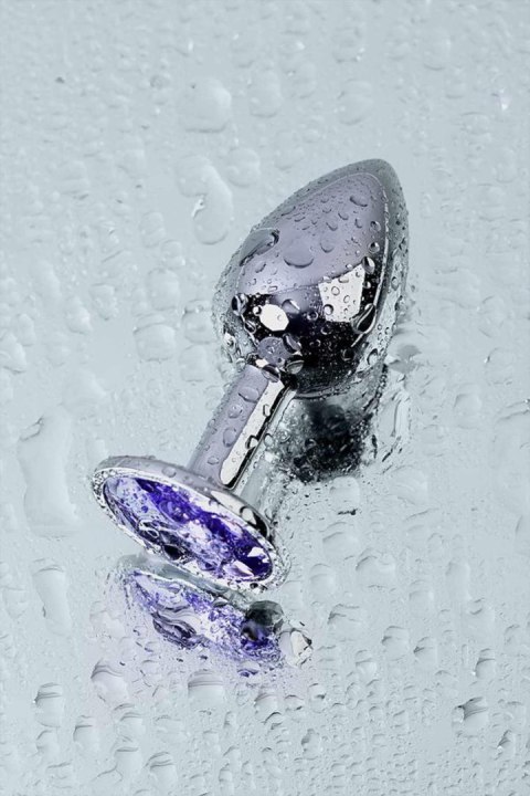 Silver anal plug with gem, blue Silver anal plug with gem, blue
