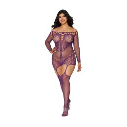 Dreamgirl Plus Size sukienka siateczkowa z paskami do pończoch czarna Dreamgirl