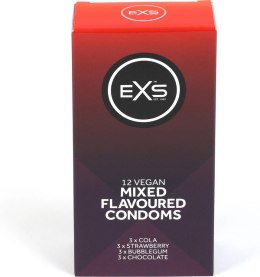 EXS Mix Smakowy Prezerwatywy 12 sztuk - Truskawka, Czekolada, Guma Balonowa, Cola EXS