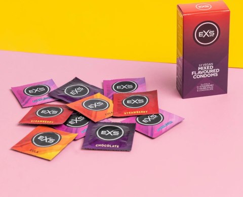 EXS Mix Smakowy Prezerwatywy 12 sztuk - Truskawka, Czekolada, Guma Balonowa, Cola EXS EXS Mix Smakowy Prezerwatywy 12 sztuk - Truskawka, Czekolada, Guma Balonowa, Cola EXS