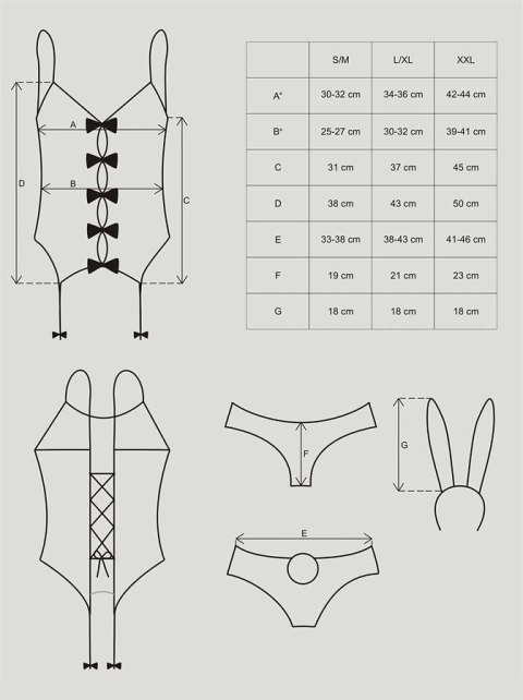 Kostium króliczka, podniecający. 4 elementy. Bunny suit kostium różowy S/M