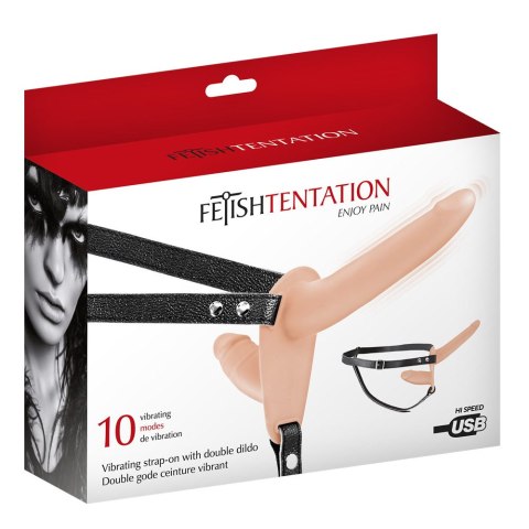 Vibrating Strap-on With Double Dildo Flesh USB Vibrating Strap-on With Double Dildo Flesh USB