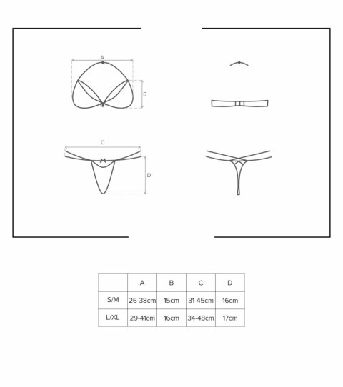 Biustonosz damski i piękne czerwone stringi komplet 2-częściowy czerwony L/XL 838-SET-3