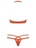 Biustonosz damski i piękne czerwone stringi komplet 2-częściowy czerwony L/XL 838-SET-3