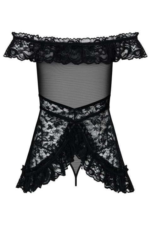 Koszulka nocna podniecająca, zmysłowa i stringi czarna L/XL Flores Koszulka nocna podniecająca, zmysłowa i stringi czarna L/XL Flores