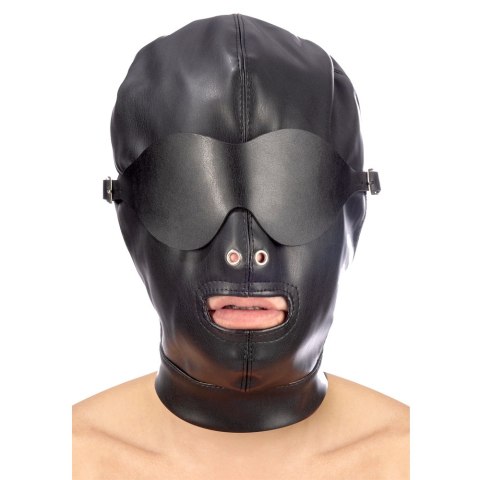 Maska Hood in leatherette with removable mask Maska Hood in leatherette with removable mask