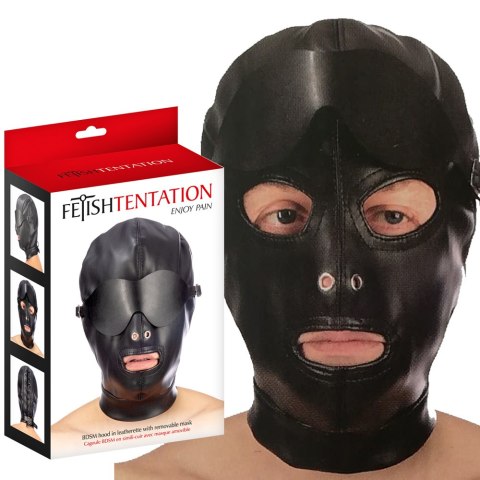 Maska Hood in leatherette with removable mask Maska Hood in leatherette with removable mask