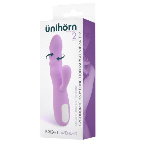Wibrator z ruchem obrotowym 360 z masażerem do łechtaczki. Bright Lavender Wibrator z ruchem obrotowym 360 z masażerem do łechtaczki. Bright Lavender