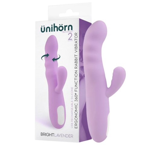 Wibrator z ruchem obrotowym 360 z masażerem do łechtaczki. Bright Lavender Wibrator z ruchem obrotowym 360 z masażerem do łechtaczki. Bright Lavender