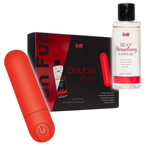 Erotyczny zestaw, silikonowy mini bullet z żelem nawilżającym, Double Fun. Erotyczny zestaw, silikonowy mini bullet z żelem nawilżającym, Double Fun.