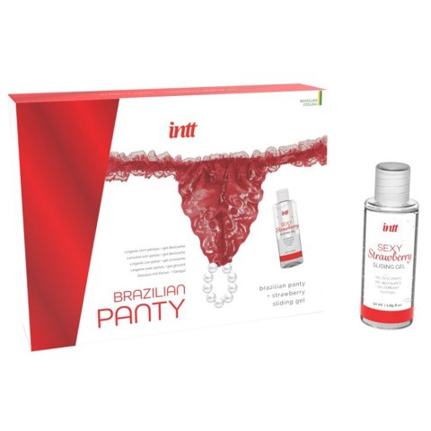 Koronkowe, czerwone stringi z perłowym pierścieniem. Brazilian Panty Red. Koronkowe, czerwone stringi z perłowym pierścieniem. Brazilian Panty Red.