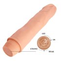 Dildo, penis z wibracjami dla kobiet 21 cm. Zasilany bateriami. Cielisty