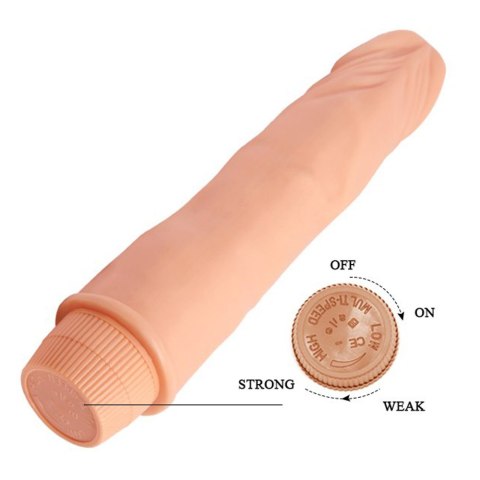 Dildo, penis z wibracjami dla kobiet 21 cm. Zasilany bateriami. Cielisty Dildo, penis z wibracjami dla kobiet 21 cm. Zasilany bateriami. Cielisty