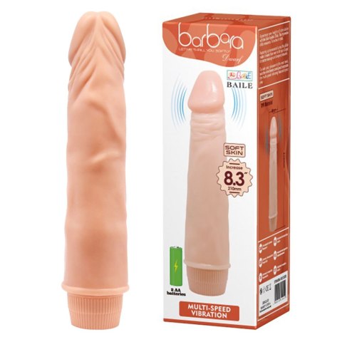 Dildo, penis z wibracjami dla kobiet 21 cm. Zasilany bateriami. Cielisty Dildo, penis z wibracjami dla kobiet 21 cm. Zasilany bateriami. Cielisty