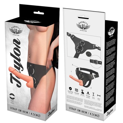 Strap-on, penis z jądrami na regulowanej uprzęży. Ekskluzywny gadżet erotyczny do penetracji intymnej.