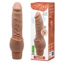 Wibrator dla kobiet, penis z żyłami i zarysowaną główką. Penetracja pochwy