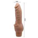 Wibrator dla kobiet, penis z żyłami i zarysowaną główką. Penetracja pochwy
