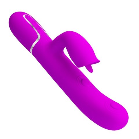 Wibrator z króliczkiem, pulsacje na trzonie i funkcja lizania łechtaczki. Wibrator z króliczkiem, pulsacje na trzonie i funkcja lizania łechtaczki.