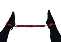 Kajdanki na nogi BDSM z łącznikiem. Regulowane, czerwone, do bondage.