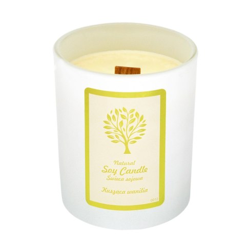 Świeca naturalna sojowa 150 g, drewniany knot. Waniliowy, subtelny zapach