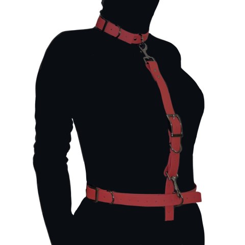 Uprząż BDSM. Obroża, pasek i łącznik. Pasek parciany. Regulowana Uprząż BDSM. Obroża, pasek i łącznik. Pasek parciany. Regulowana