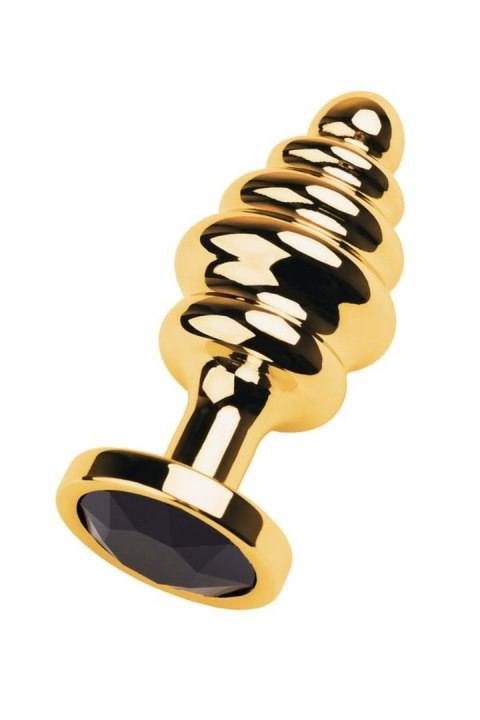Golden anal plug with black gem Golden anal plug with black gem