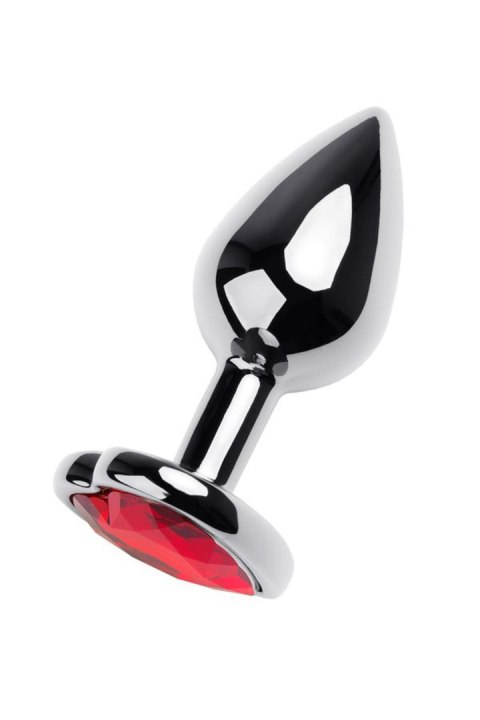 Silver anal plug with pink gem heart-shaped Silver anal plug with pink gem heart-shaped