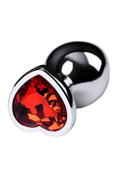 Silver anal plug with pink gem heart-shaped Silver anal plug with pink gem heart-shaped