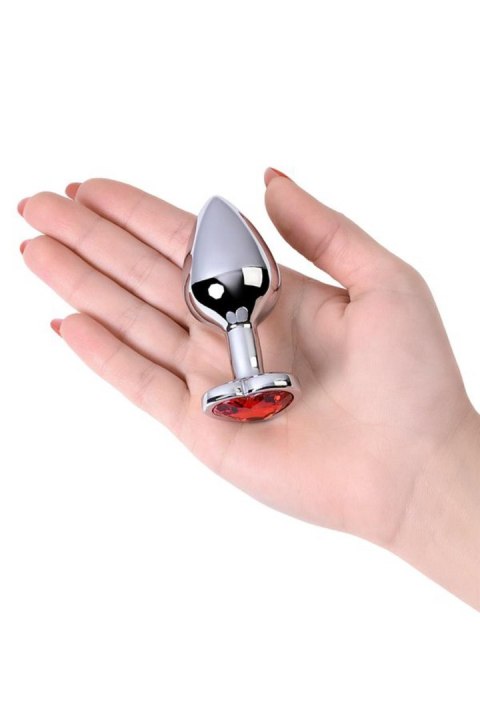 Silver anal plug with pink gem heart-shaped Silver anal plug with pink gem heart-shaped