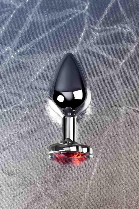 Silver anal plug with pink gem heart-shaped Silver anal plug with pink gem heart-shaped