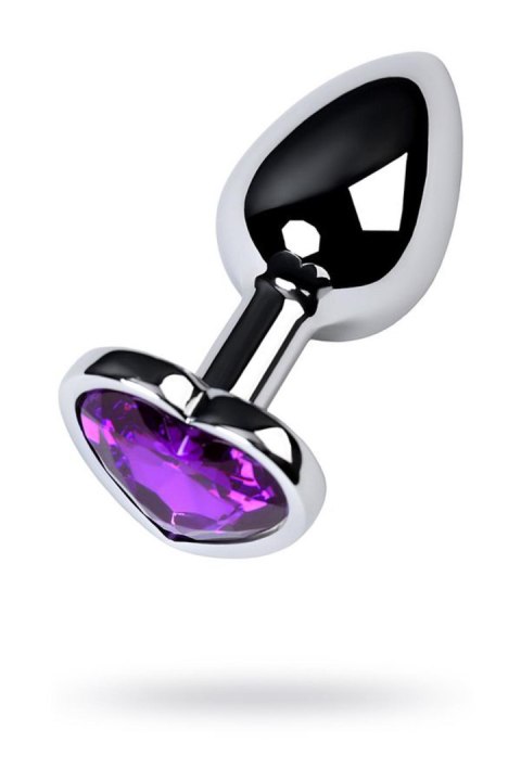 Silver anal plug with purple gem heart-shaped Silver anal plug with purple gem heart-shaped