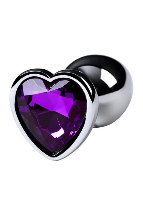 Silver anal plug with purple gem heart-shaped Silver anal plug with purple gem heart-shaped