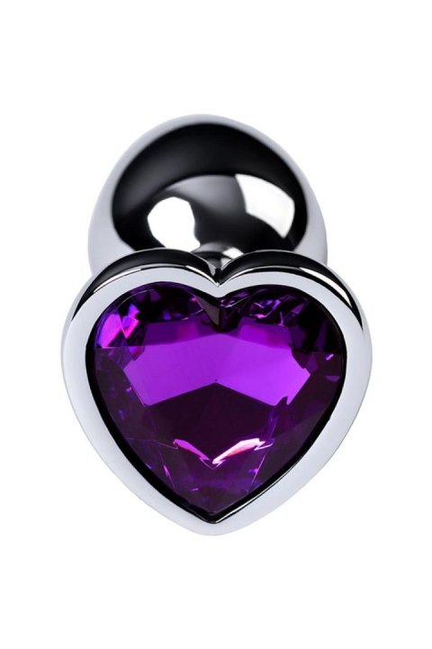 Silver anal plug with purple gem heart-shaped Silver anal plug with purple gem heart-shaped