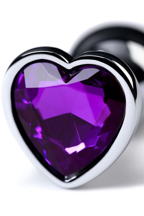 Silver anal plug with purple gem heart-shaped Silver anal plug with purple gem heart-shaped
