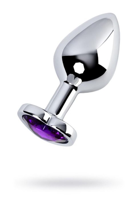 Silver anal plug with purple gem heart-shaped Silver anal plug with purple gem heart-shaped
