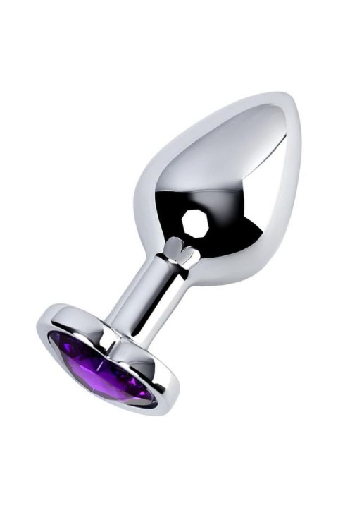Silver anal plug with purple gem heart-shaped Silver anal plug with purple gem heart-shaped
