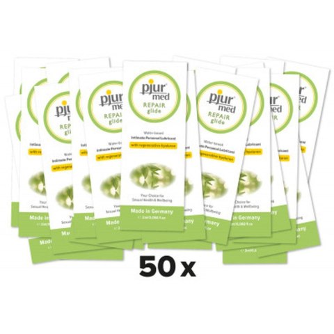 Żel-pjur MED Repair glide 2ml.-Water based personal lubricant with hyaluron - 50 sztuk Żel-pjur MED Repair glide 2ml.-Water based personal lubricant with hyaluron - 50 sztuk