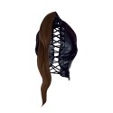 Mask with Brown Ponytail - Black Mask with Brown Ponytail - Black