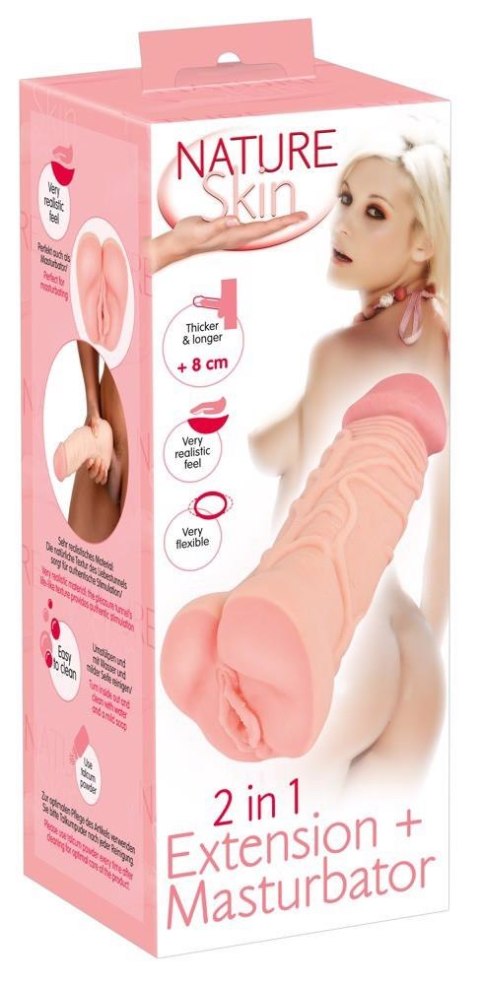 Nature Skin 2in1 Extension + Masturbator – realistyczny rękaw 2w1