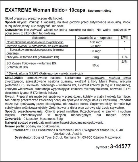 Kapsułki energetyczne podnoszą libido kobiet 10szt Kapsułki energetyczne podnoszą libido kobiet 10szt