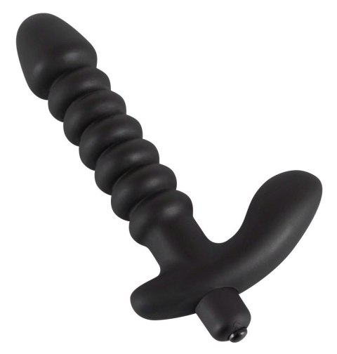 Dildo korek analny czarny prążkowany 17 cm Dildo korek analny czarny prążkowany 17 cm