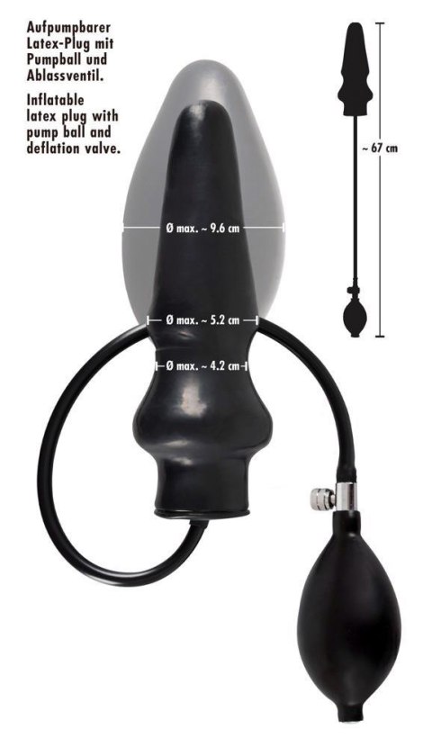Lateksowy pompowany plug analny powiększany 20cm Lateksowy pompowany plug analny powiększany 20cm