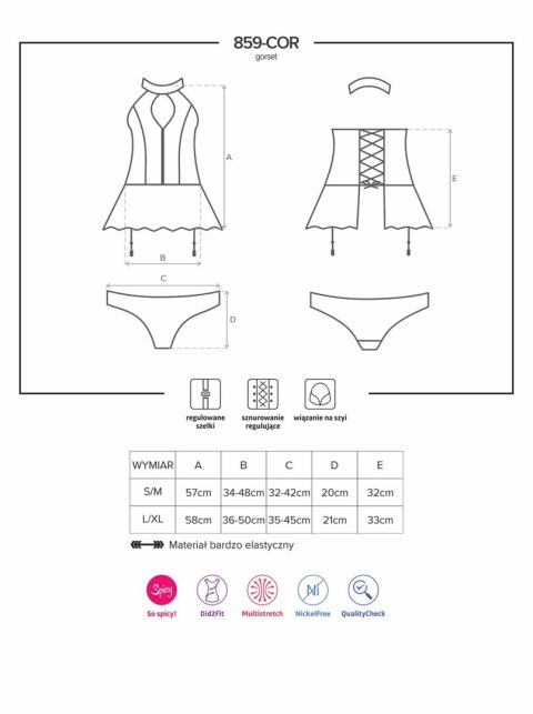 Gorset ze spódniczką figi komplet obsessive l/xl Gorset ze spódniczką figi komplet obsessive l/xl