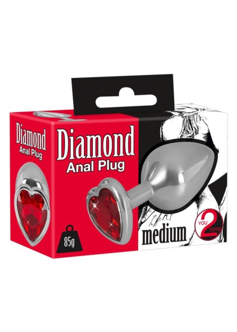 Ozdobny korek analny z sercem kryształek plug 8cm Ozdobny korek analny z sercem kryształek plug 8cm