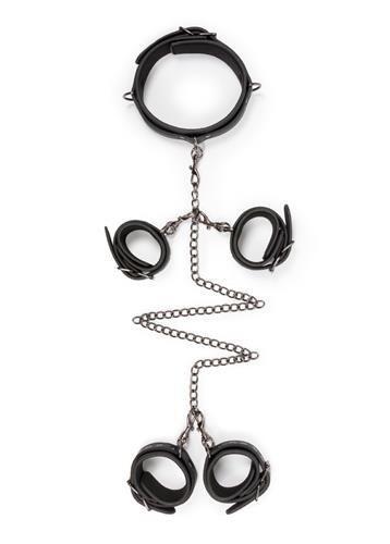 Kajdanki do rąk nóg łańcuchy obroża zestaw bdsm Kajdanki do rąk nóg łańcuchy obroża zestaw bdsm