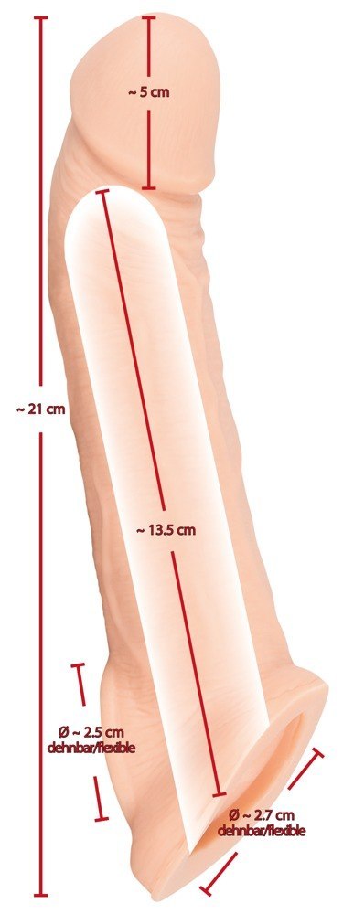 Nasadka rozciągliwa na penisa jądra wydłuża 21cm Nasadka rozciągliwa na penisa jądra wydłuża 21cm