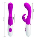 Wibrator z masażerem łechtaczki ruch główki 20cm Wibrator z masażerem łechtaczki ruch główki 20cm