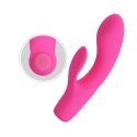 Wibrator z masażerem łechtaczki i wypustkami 15cm Wibrator z masażerem łechtaczki i wypustkami 15cm
