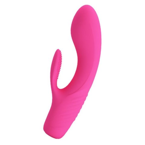 Wibrator z masażerem łechtaczki i wypustkami 15cm Wibrator z masażerem łechtaczki i wypustkami 15cm