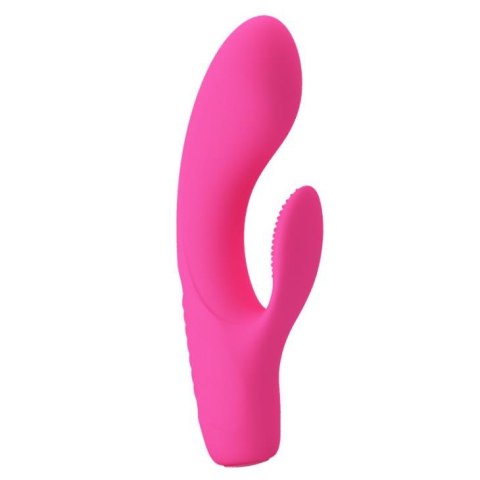 Wibrator z masażerem łechtaczki i wypustkami 15cm Wibrator z masażerem łechtaczki i wypustkami 15cm
